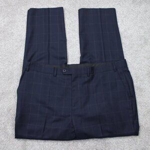LAUREN Ralph Lauren Pants Mens 42x32 Blue Windowpane Natural Stretch Flat Front